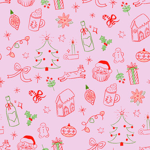 粉色圣诞元素无缝图案