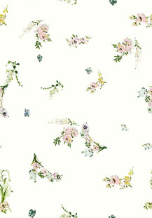 清新花卉小鸟图案背景