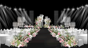浪漫婚礼舞台花卉装饰