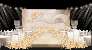 浪漫金色系婚礼现场布置