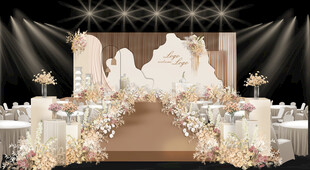 浪漫唯美香槟色婚礼现场