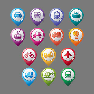 多彩地图标记图标集合