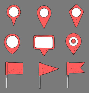 地图标记与旗帜图标集合