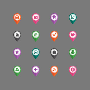 多彩定位图标集合