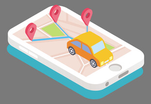 手机上的汽车导航画面