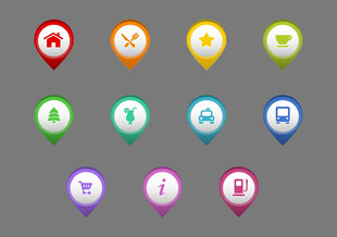 多彩地图标记图标集合