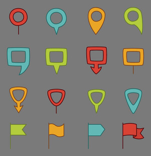 多彩地图标记图标集合