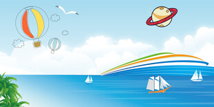 海上梦幻风景与多彩元素