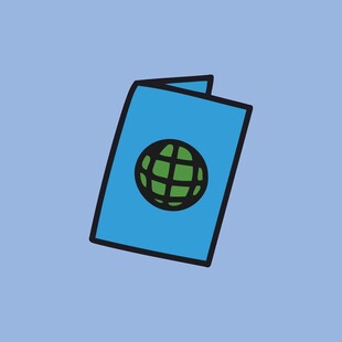 蓝色地球图案护照图标