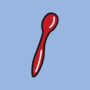 红色卡通勺子插画