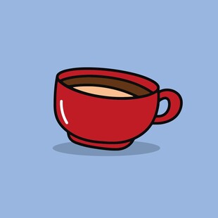 红色卡通咖啡杯插画