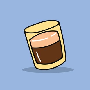 倾斜的咖啡杯