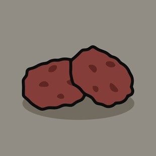 卡通风格的两片红色肉饼