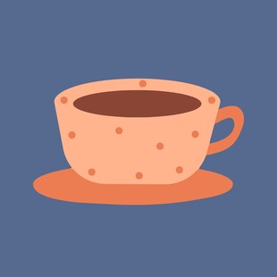 橙色波点咖啡杯