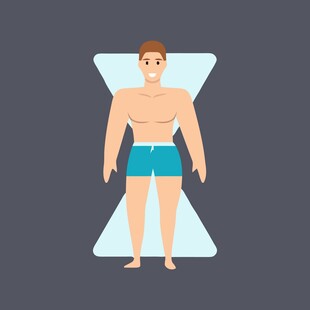 男士躺卧在独特形状垫子上