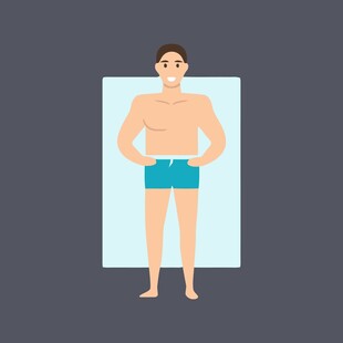 穿泳裤站立的男性形象