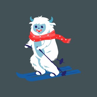 滑雪的可爱雪人