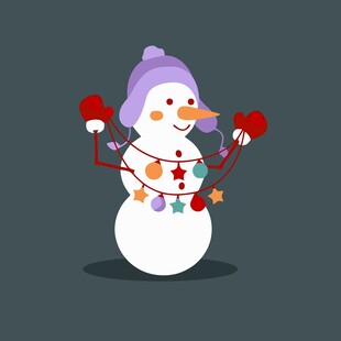可爱雪人装扮着彩色饰品
