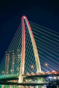 璀璨夜景中的现代大桥