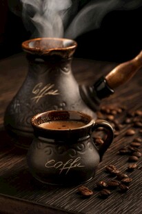 咖啡壶与咖啡杯