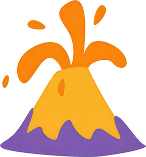 卡通风格喷发的火山