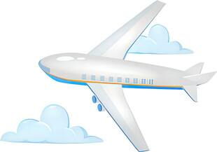 飞机翱翔于白云之间