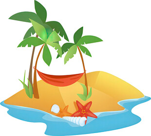 热带小岛吊床惬意风光