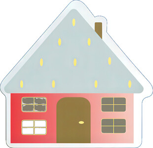 粉色小屋雪景图