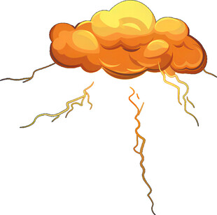 橙色雷云与闪电景象