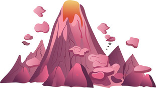 梦幻粉色火山景观