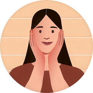 双手托腮的微笑女性