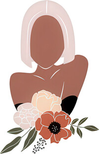 女性花卉插画形象