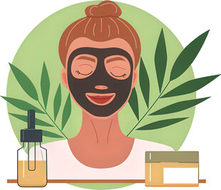 女士敷面膜护肤场景