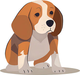 坐着的小猎犬插画