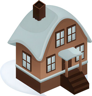 冬日小屋雪景插画