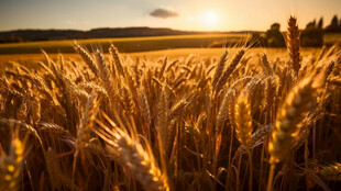 金色麦田的夕阳美景