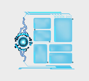 科技风蓝色方块与机械元素