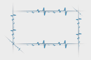 蓝色心电图线条边框图案