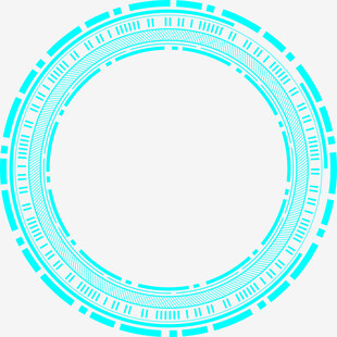 蓝绿色科技感圆形边框元素