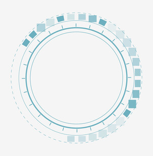 蓝白色圆形科技风边框图案