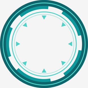 简约蓝绿圆形边框图案