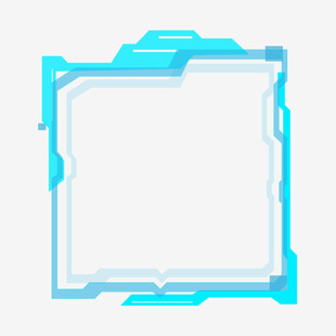蓝色科技风边框框架元素