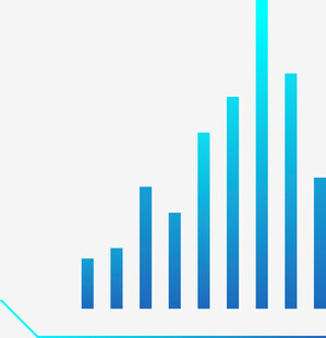 蓝色柱状统计图展示数据
