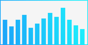 蓝色柱状统计图展示数据