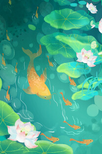 荷塘锦鲤图