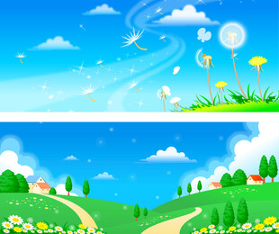 夏日田园风光插画