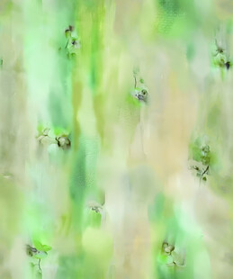 绿色背景上的模糊花型图案