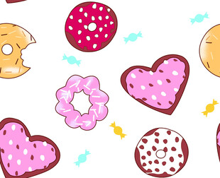 可爱多彩甜甜圈图案背景