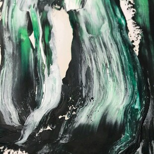 抽象墨绿流动艺术画作