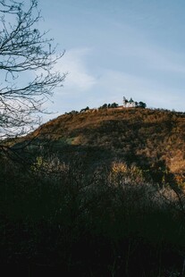 山丘上的树木与开阔天空